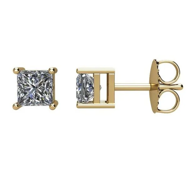 Square 4-Prong Stud Earrings John E. Koller Jewelry Designs owasso, OK