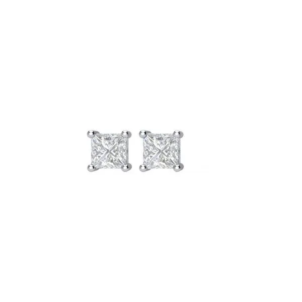 Square 4-Prong Stud Earrings Image 2 Henry B. Ball Jewelers Canton, OH