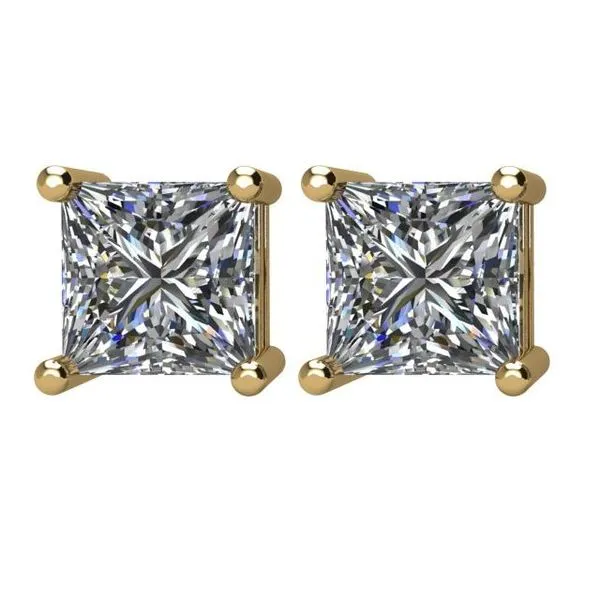 Square 4-Prong Stud Earrings Image 2 Cherry Street Jewelers Tulsa, OK