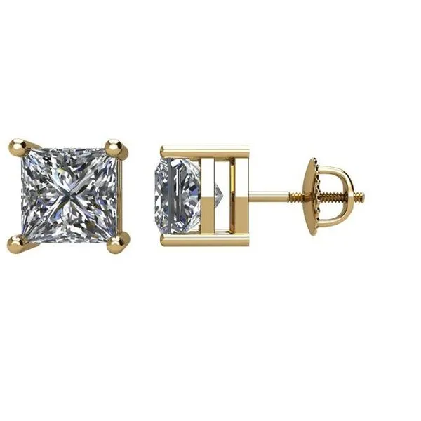 Square 4-Prong Stud Earrings John E. Koller Jewelry Designs owasso, OK