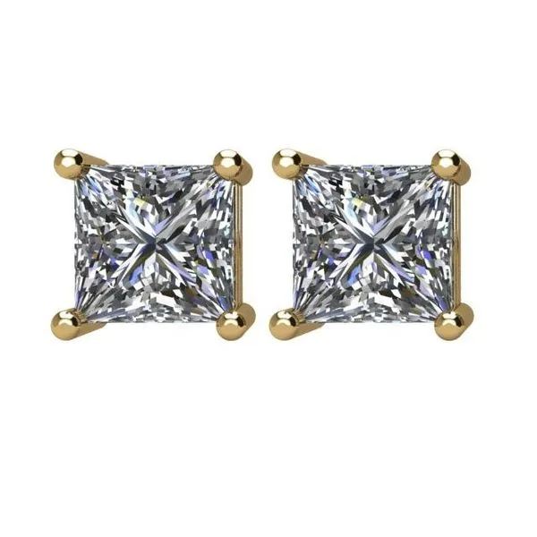 Square 4-Prong Stud Earrings Image 2 Henry B. Ball Jewelers Canton, OH