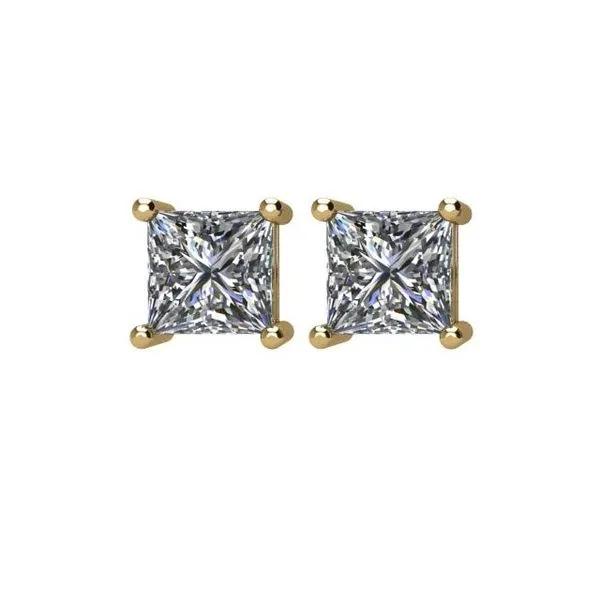 Square 4-Prong Stud Earrings Image 2 Cherry Street Jewelers Tulsa, OK
