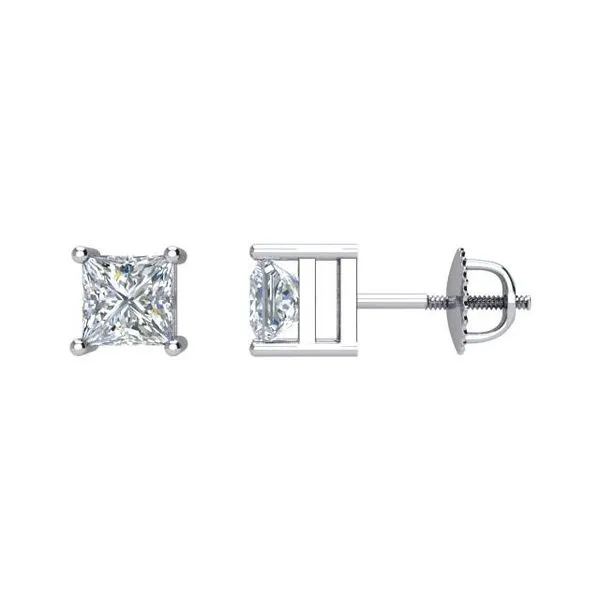 Square 4-Prong Stud Earrings Delfine's Jewelry Charleston, WV