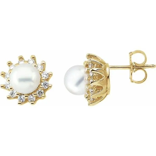 Halo-Style Button Pearl Earrings J. Meredith Jewelers Delafield, WI