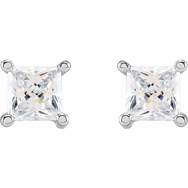 Square 4-Prong Stud Earrings Image 2 Scirto's Jewelry Lockport, NY
