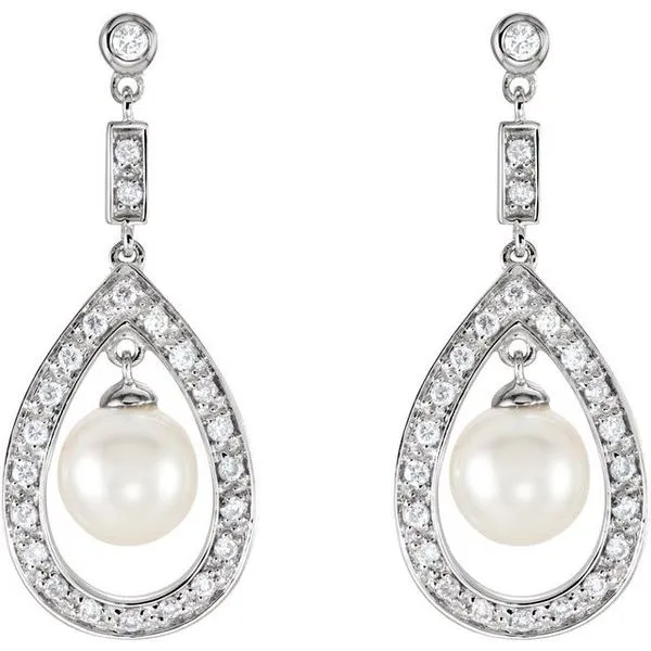 Accented Pearl Earrings Image 2 J. Meredith Jewelers Delafield, WI