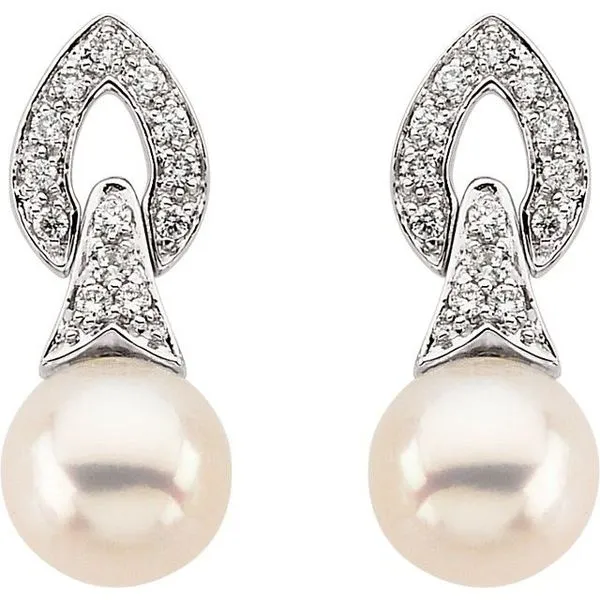 Accented Pearl Earrings Image 2 Hopman Jewelers Elkhart, IN