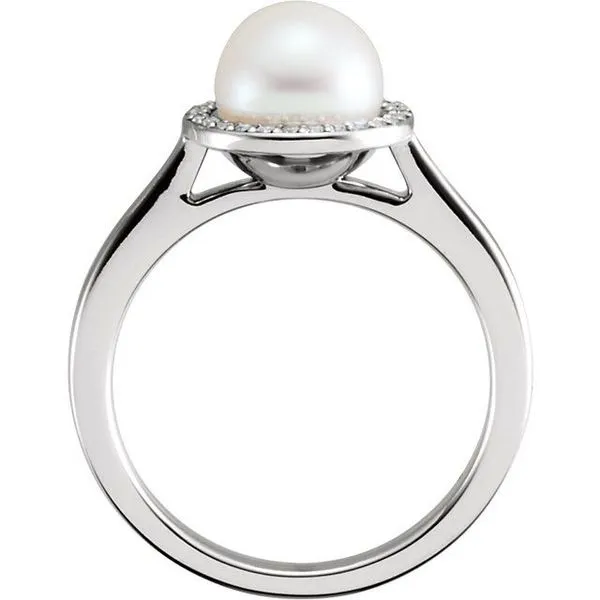 Halo-Style Pearl Ring Image 2 The Diamond Shop, Inc. Lewiston, ID