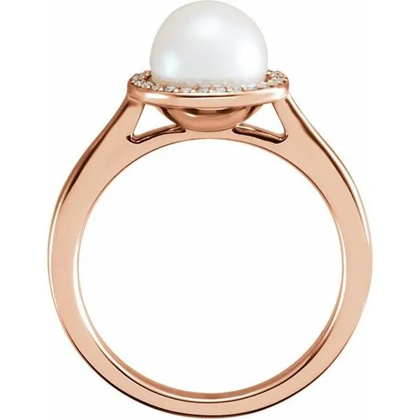 Halo-Style Pearl Ring Image 2 Becky Beck's Jewelry DeKalb, IL