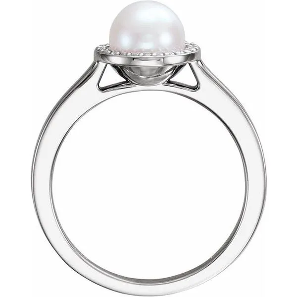 Halo-Style Pearl Ring Image 2 Hopman Jewelers Elkhart, IN