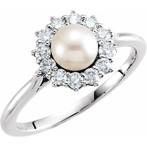 Halo-Style Pearl Ring Hopman Jewelers Elkhart, IN