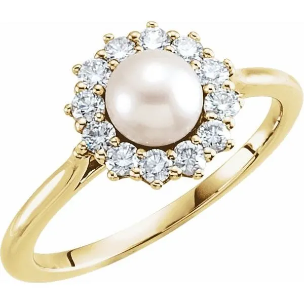 Halo-Style Pearl Ring Becky Beck's Jewelry DeKalb, IL