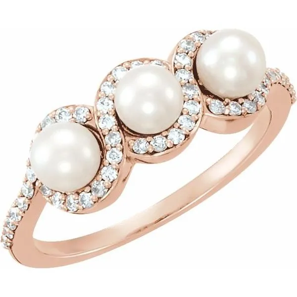 Three-Stone Halo-Style Pearl Ring Rasmussen Jewelers Spanish Fork, UT