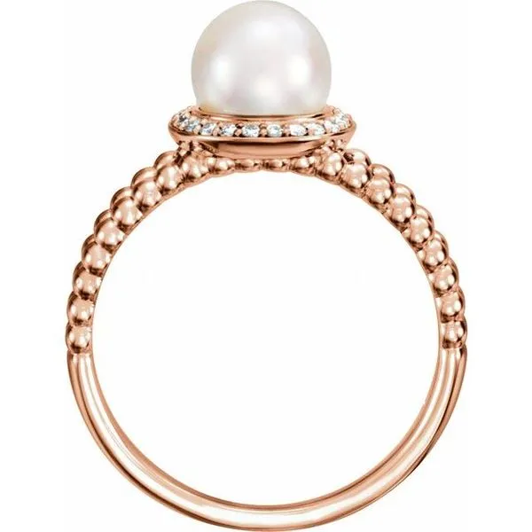 Beaded Halo-Style Pearl Ring Image 2 Hopman Jewelers Elkhart, IN