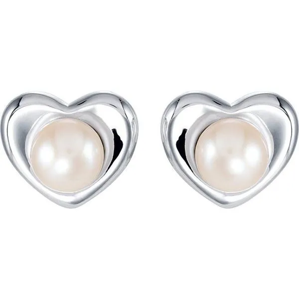 Pearl Heart Earrings Image 2 Hopman Jewelers Elkhart, IN