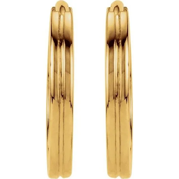 Grooved Huggie Hoop Earrings Image 2 Milan's Jewelry Inc Sarasota, FL