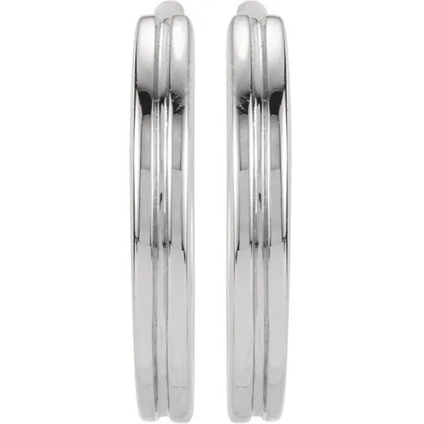 Grooved Huggie Hoop Earrings Image 2 Delfine's Jewelry Charleston, WV