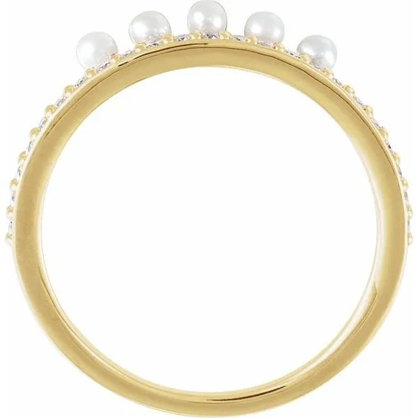 Accented Stackable Pearl Ring Image 2 Linwood Custom Jewelers Linwood, NJ