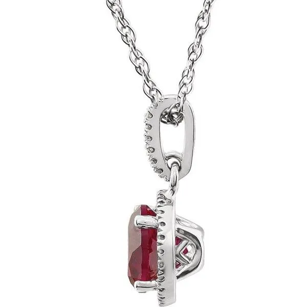 Halo-Style Birthstone Necklace Image 2 M. J. Thomas Jewelers, Ltd. Stratford, CT