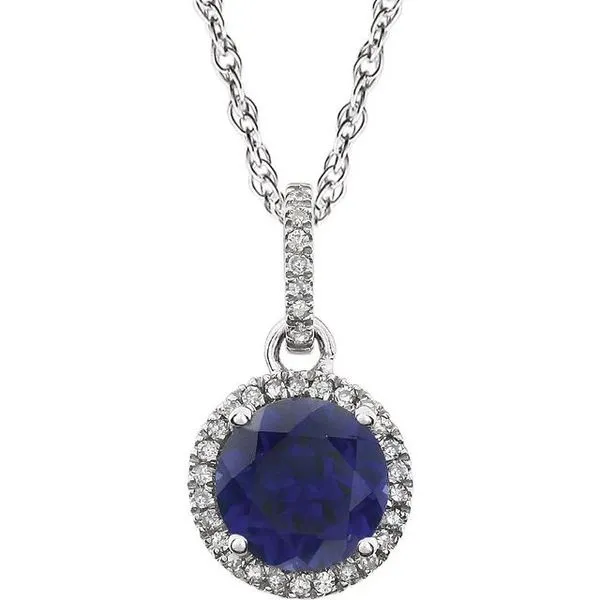 Halo-Style Birthstone Necklace Hopman Jewelers Elkhart, IN