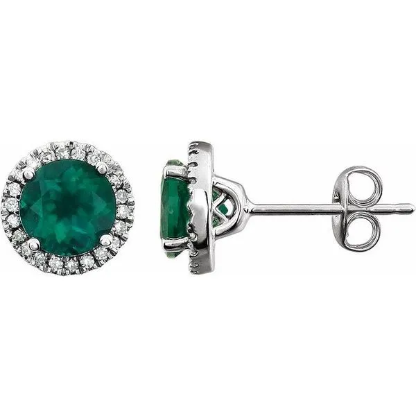 Round 4-Prong Halo-Style Birthstone Earrings Hopman Jewelers Elkhart, IN