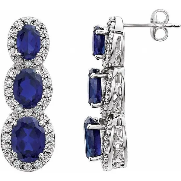 Three-Stone Halo-Style Earrings Hopman Jewelers Elkhart, IN