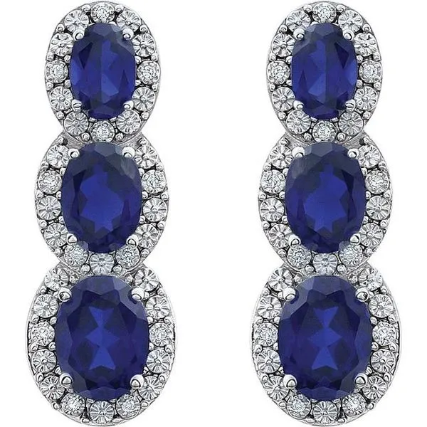 Three-Stone Halo-Style Earrings Image 2 Hopman Jewelers Elkhart, IN