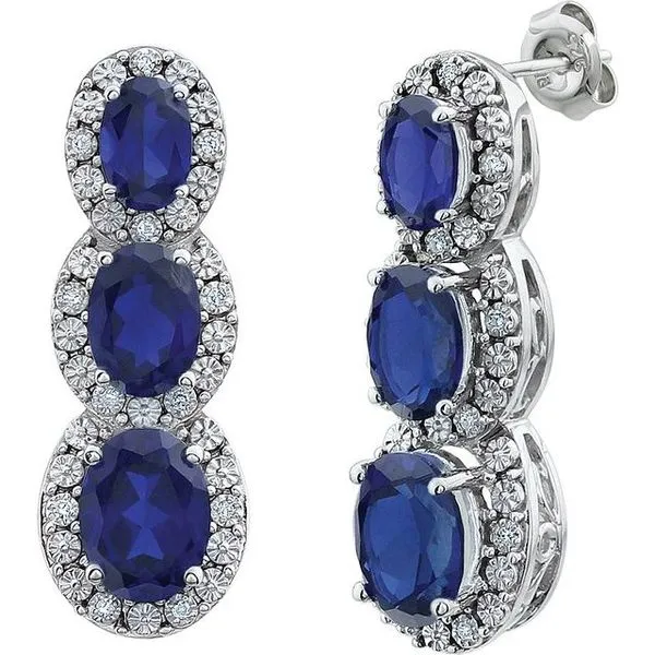 Three-Stone Halo-Style Earrings Image 3 Hopman Jewelers Elkhart, IN