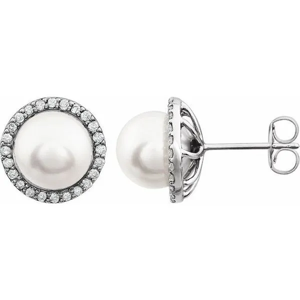 Halo-Style Pearl Earrings Hopman Jewelers Elkhart, IN