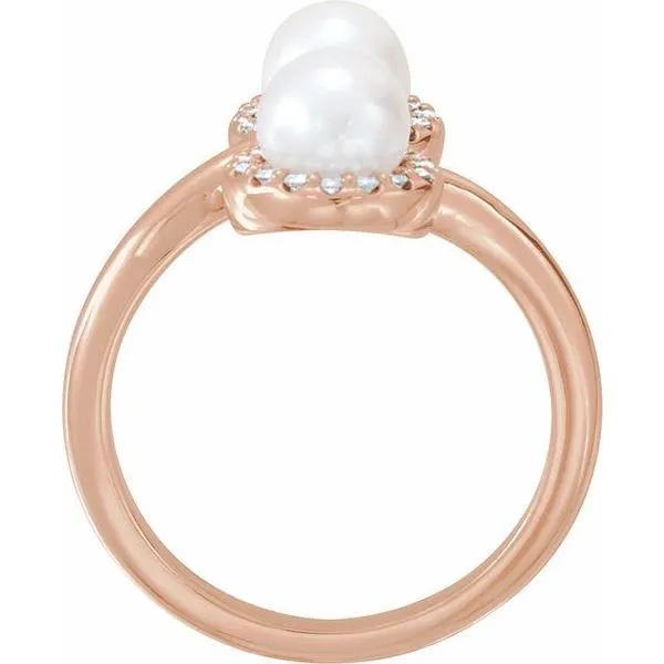 Two-Stone Halo-Style Pearl Ring Image 2 Hopman Jewelers Elkhart, IN