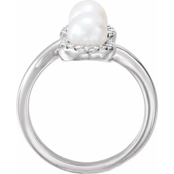 Two-Stone Halo-Style Pearl Ring Image 2 Becky Beck's Jewelry DeKalb, IL