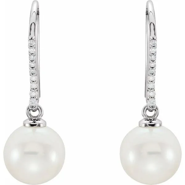 Accented Pearl Earrings Image 2 Linwood Custom Jewelers Linwood, NJ