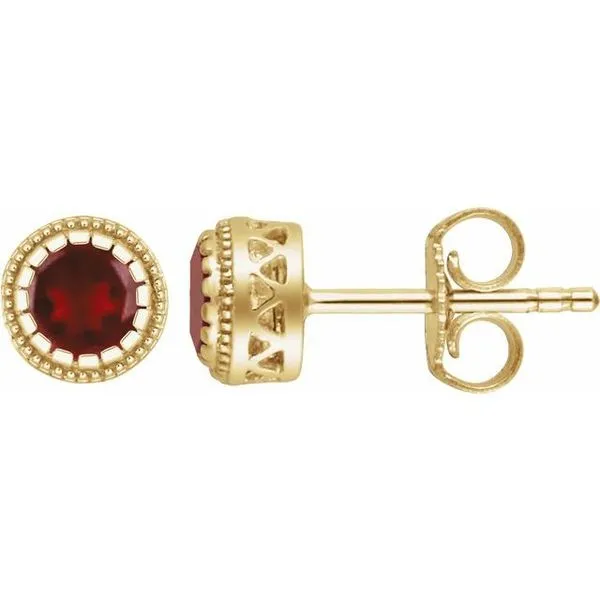 Round Bezel-Set Birthstone Stud Earrings Scirto's Jewelry Lockport, NY