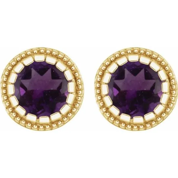 Round Bezel-Set Birthstone Stud Earrings Image 2 Rasmussen Jewelers Spanish Fork, UT