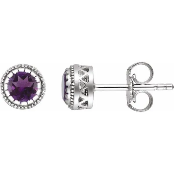 Round Bezel-Set Birthstone Stud Earrings Scirto's Jewelry Lockport, NY