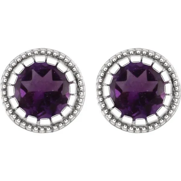 Round Bezel-Set Birthstone Stud Earrings Image 2 Scirto's Jewelry Lockport, NY