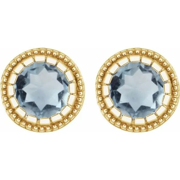 Round Bezel-Set Birthstone Stud Earrings Image 2 Scirto's Jewelry Lockport, NY