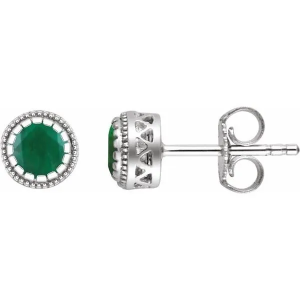 Round Bezel-Set Birthstone Stud Earrings Scirto's Jewelry Lockport, NY