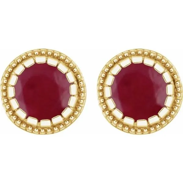 Round Bezel-Set Birthstone Stud Earrings Image 2 Linwood Custom Jewelers Linwood, NJ