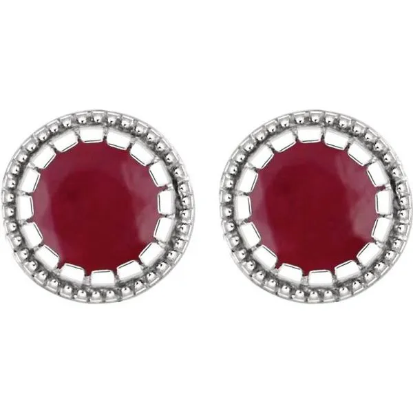 Round Bezel-Set Birthstone Stud Earrings Image 2 Holly's Jewelry Mountain Home, AR