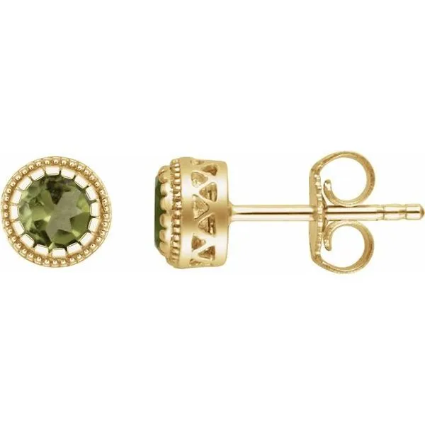 Round Bezel-Set Birthstone Stud Earrings Becky Beck's Jewelry DeKalb, IL