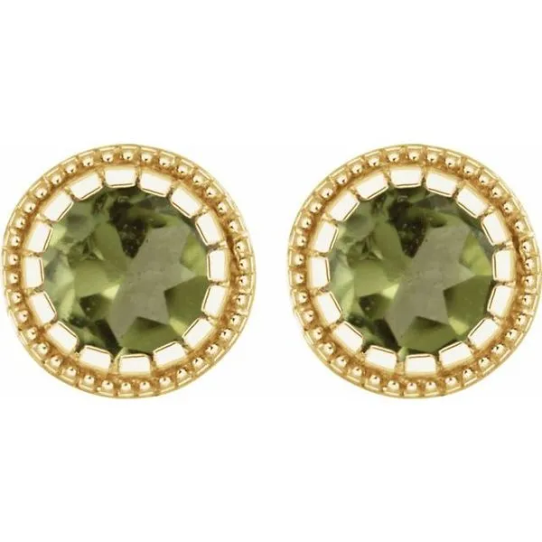 Round Bezel-Set Birthstone Stud Earrings Image 2 M. J. Thomas Jewelers, Ltd. Stratford, CT