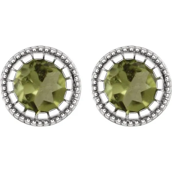 Round Bezel-Set Birthstone Stud Earrings Image 2 Woelk's House of Diamonds Russell, KS
