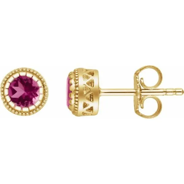 Round Bezel-Set Birthstone Stud Earrings Holly's Jewelry Mountain Home, AR