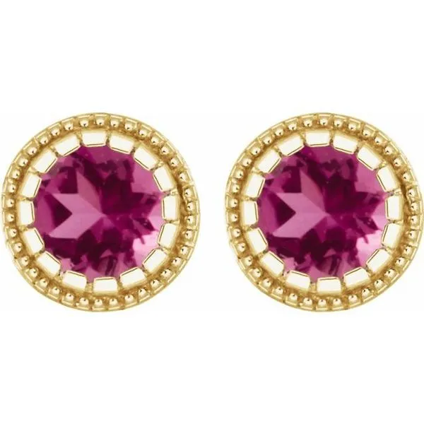 Round Bezel-Set Birthstone Stud Earrings Image 2 Linwood Custom Jewelers Linwood, NJ