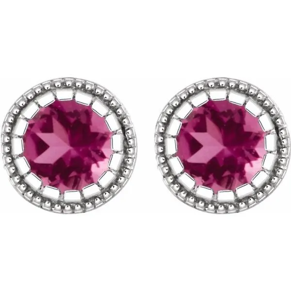Round Bezel-Set Birthstone Stud Earrings Image 2 Scirto's Jewelry Lockport, NY