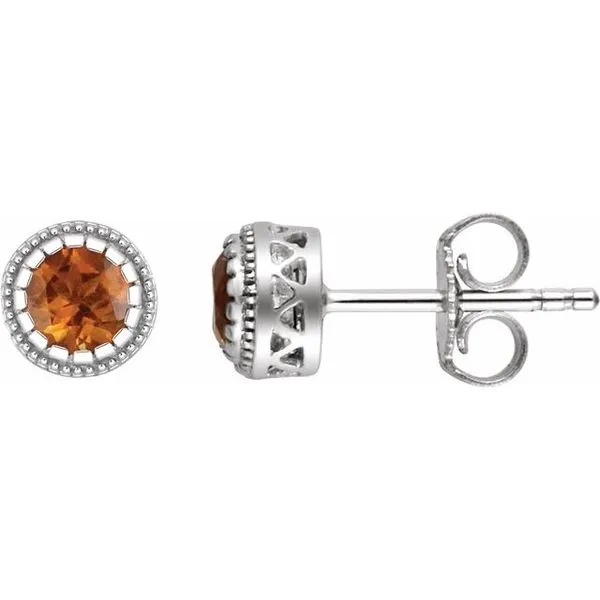 Round Bezel-Set Birthstone Stud Earrings M. J. Thomas Jewelers, Ltd. Stratford, CT