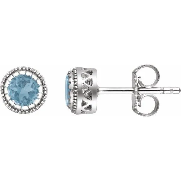 Round Bezel-Set Birthstone Stud Earrings Becky Beck's Jewelry DeKalb, IL
