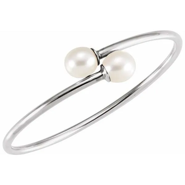 Flexible Pearl Bangle Bracelet Image 2 Scirto's Jewelry Lockport, NY