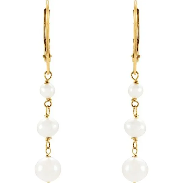 Three-Stone Pearl Earrings Image 2 J. Meredith Jewelers Delafield, WI
